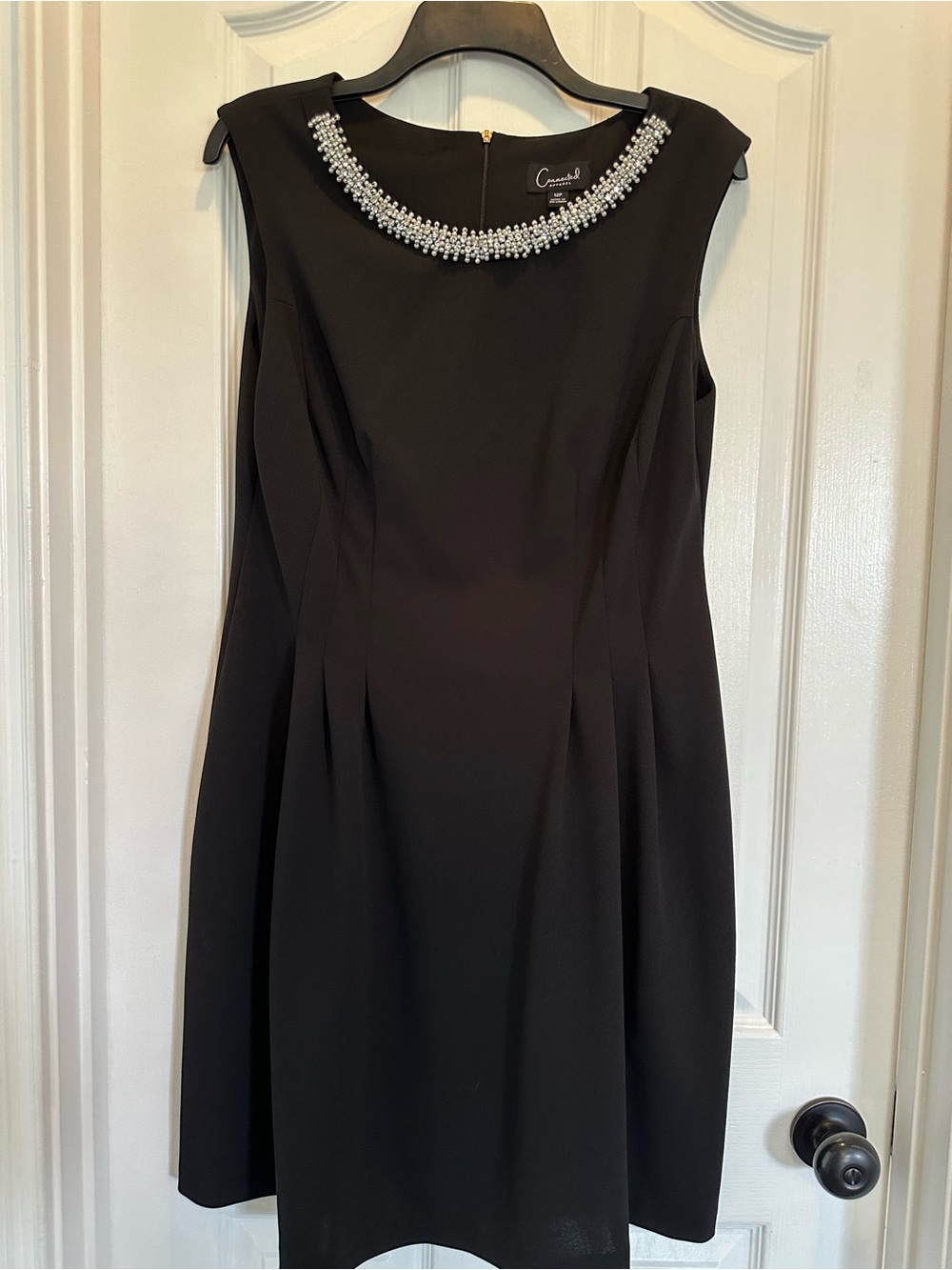 Connected Apparel, Black Jewel-Neck Cocktail Dress- Size 12P.